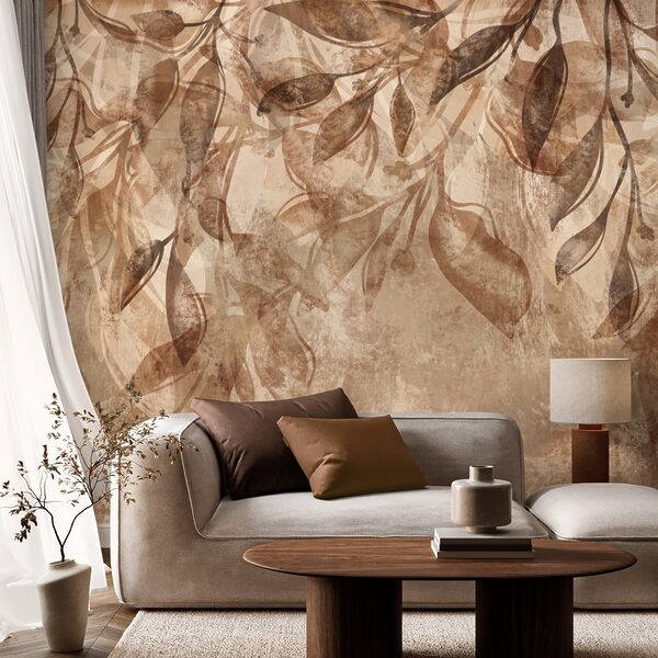 Motivo floreale marrone e bianco