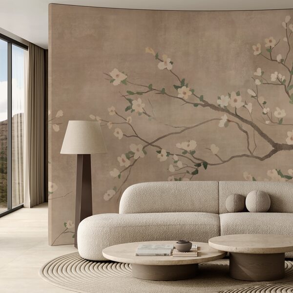 Ramo d'albero con fiori bianchi