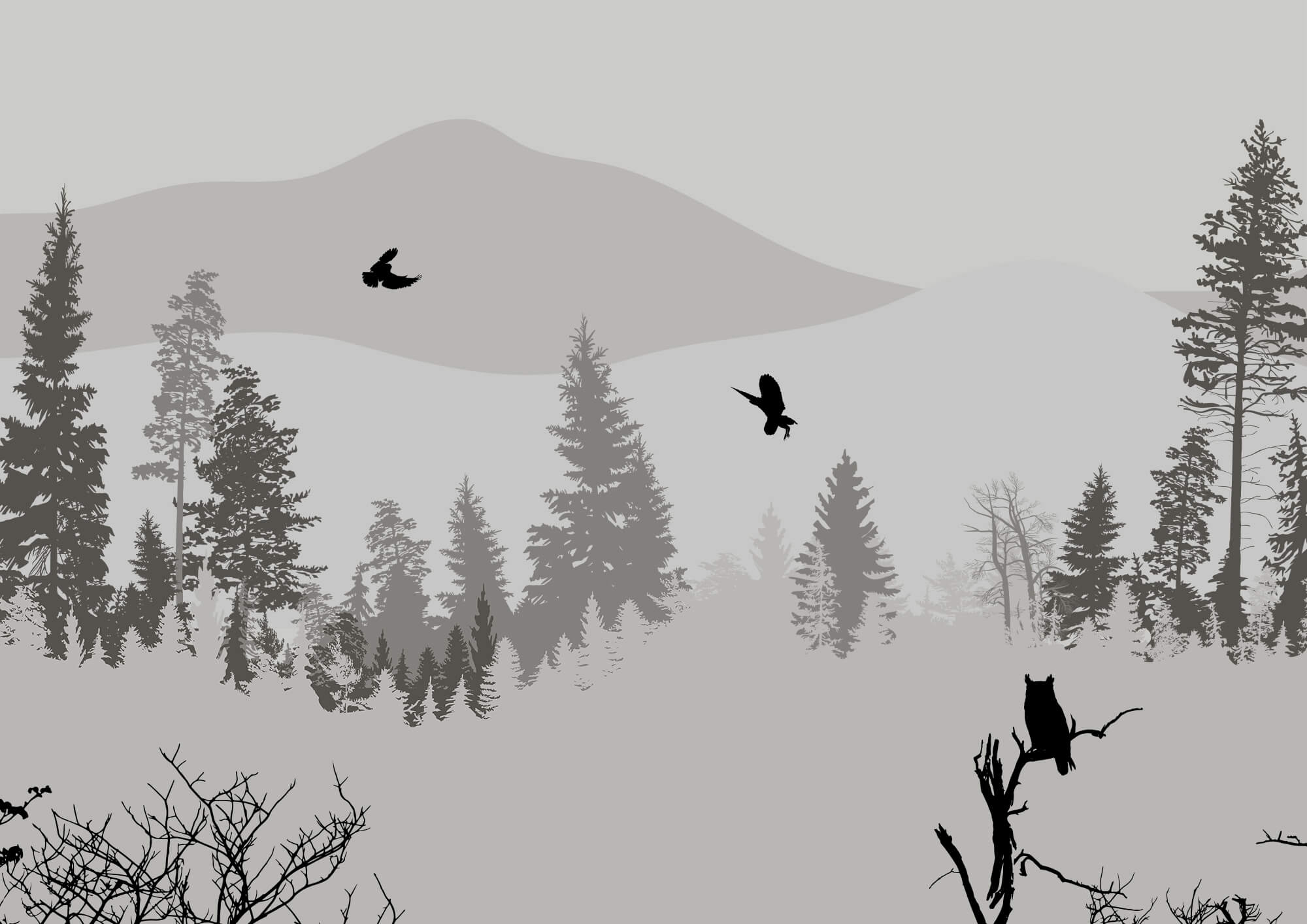Birds flying over a snowy mountain