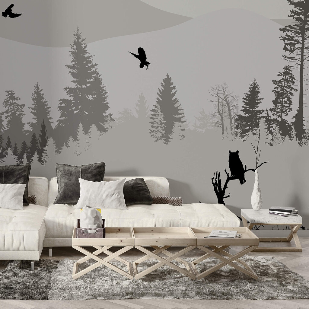 Uccelli in volo su una montagna innevata