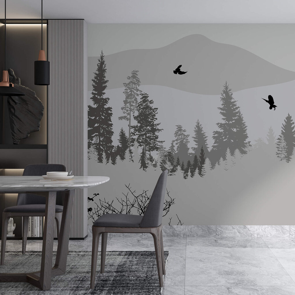 Uccelli in volo su una montagna innevata