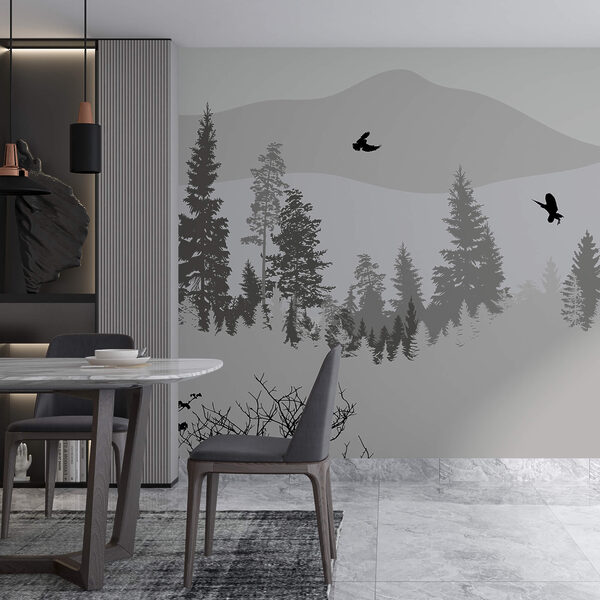 Uccelli in volo su una montagna innevata