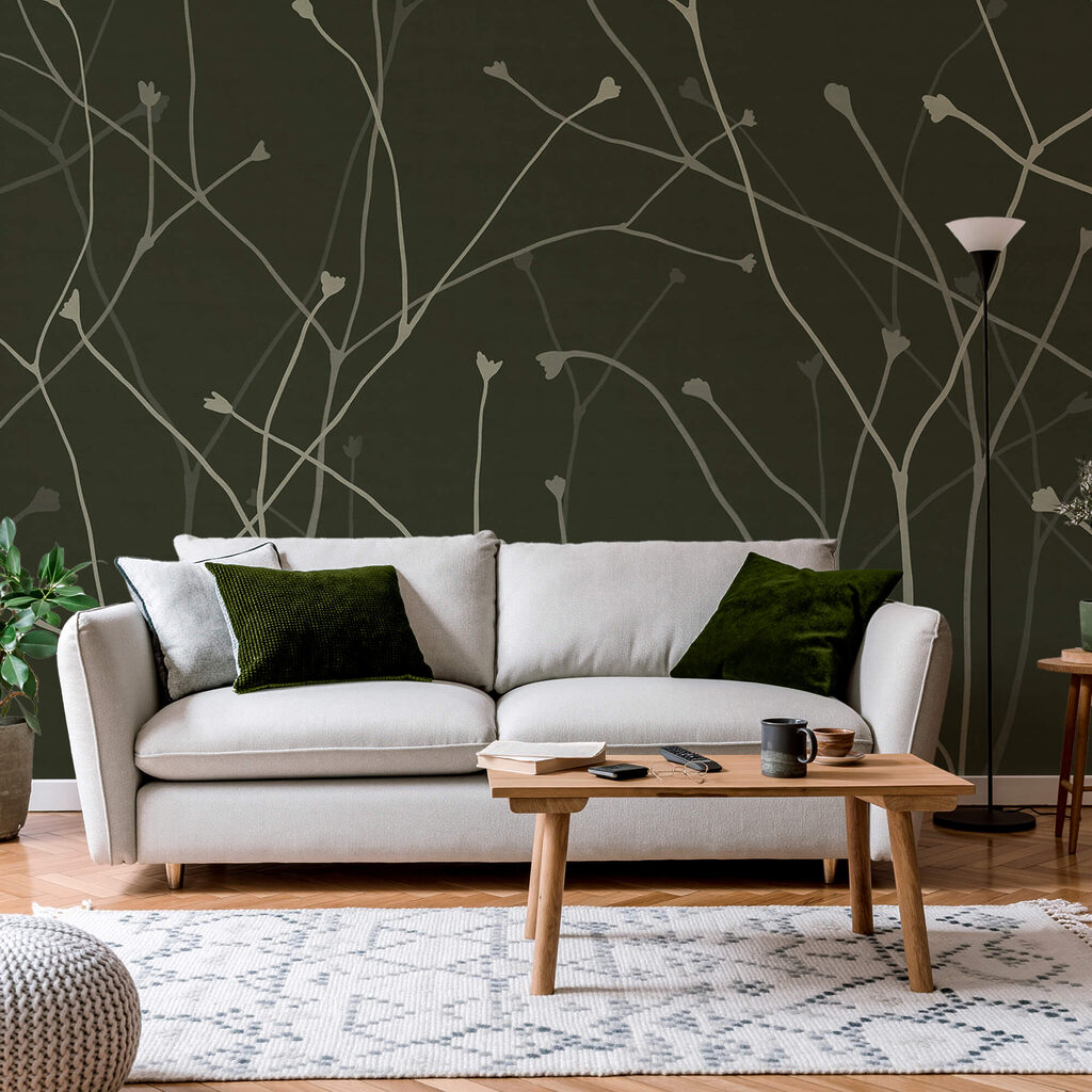 Rami delicati su uno sfondo scuro