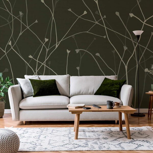 Rami delicati su uno sfondo scuro