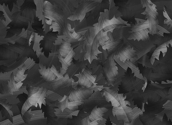 Black and white pattern with leaves