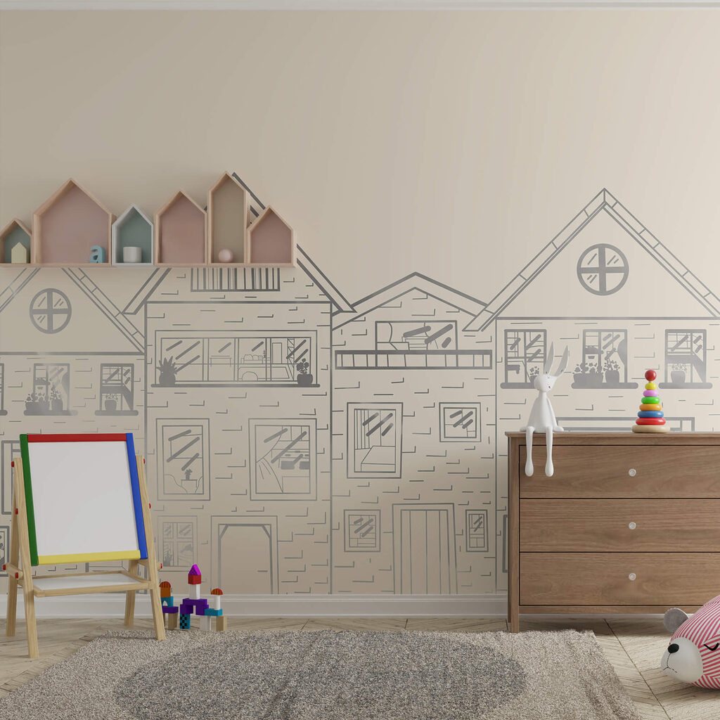 Disegno di una fila di case