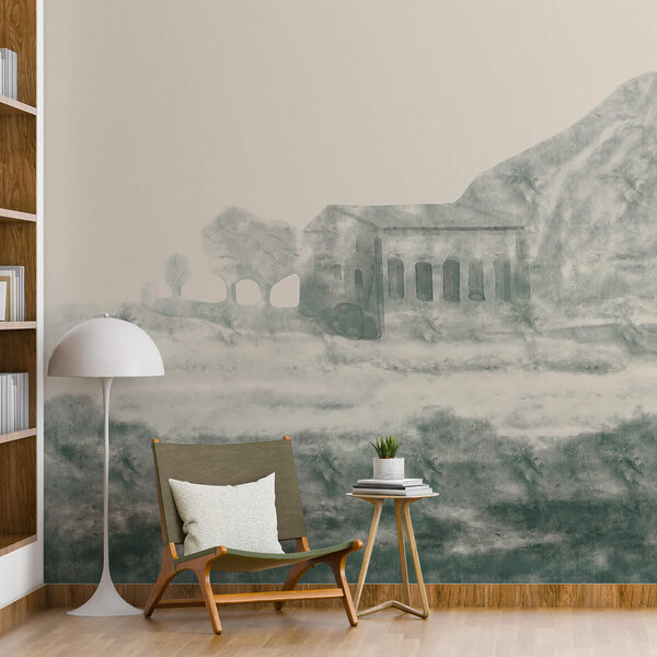 Carta da parati Dipinto raffigurante un edificio e una montagna (COD: t00367v1) Carta da parati Carta da parati Dipinto raffigurante un edificio e una montagna (COD: t00367v1)