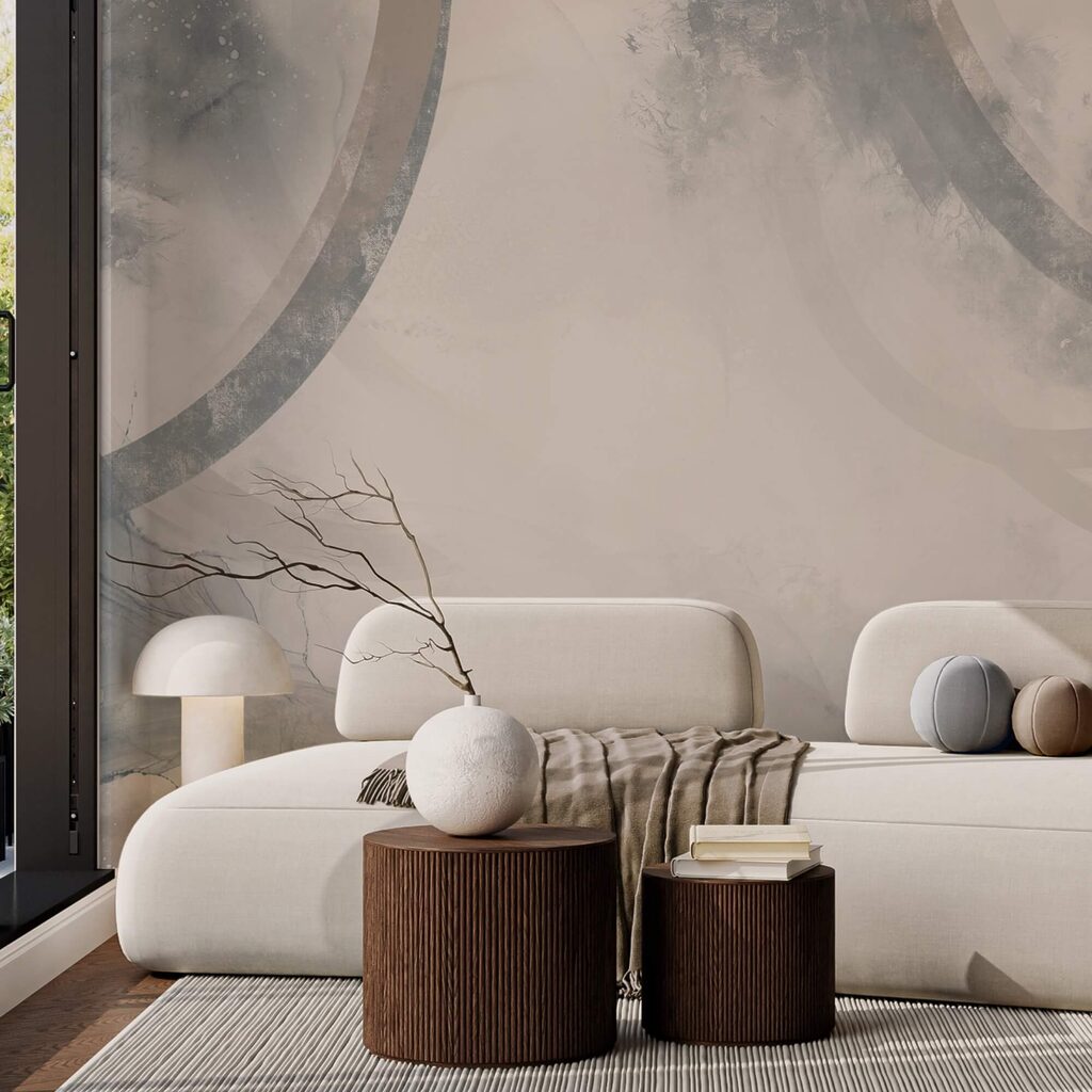 Sfondo bianco e grigio con cerchi bianchi e neri