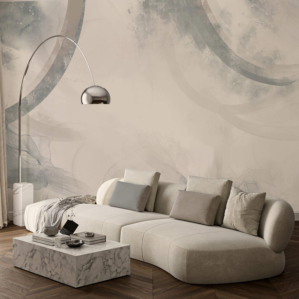 Sfondo bianco e grigio con cerchi bianchi e neri