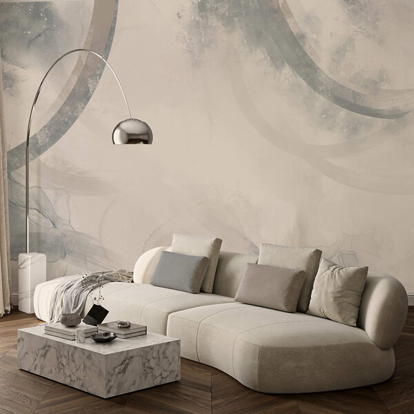 Sfondo bianco e grigio con cerchi bianchi e neri