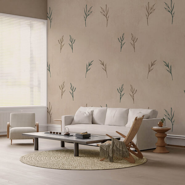 Motivo di foglie su sfondo beige