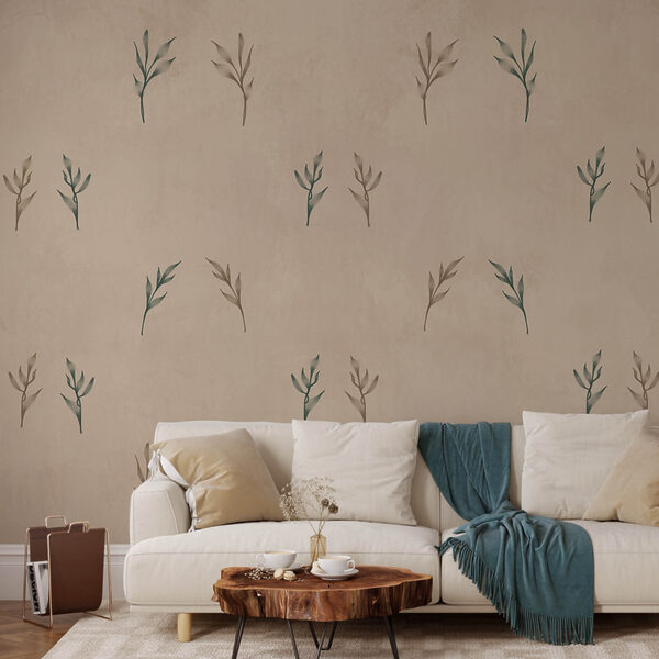 Motivo di foglie su sfondo beige