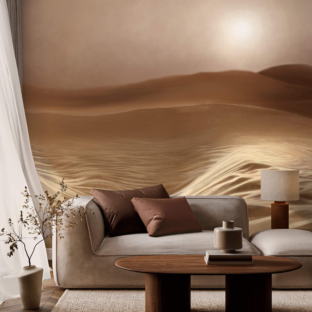 Deserto con onde e sole