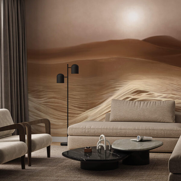 Deserto con onde e sole