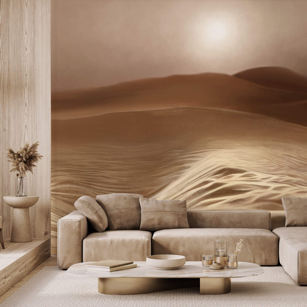 Deserto con onde e sole