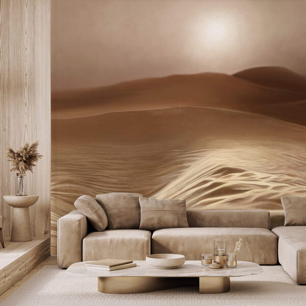 Deserto con onde e sole