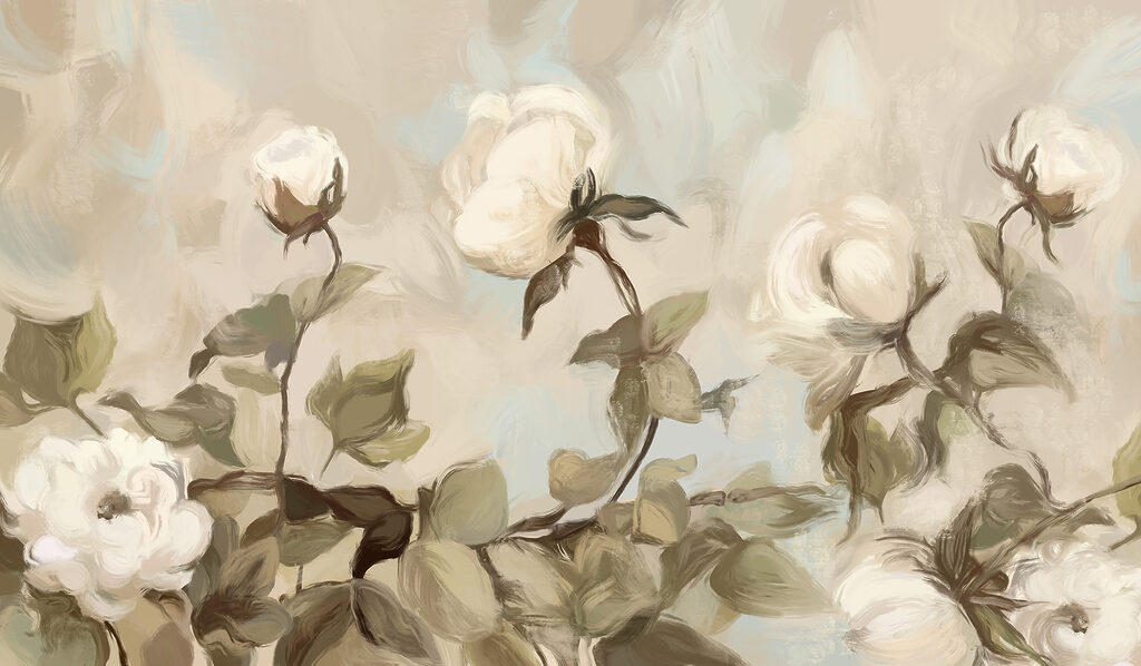 Painting of white flowers and leaves