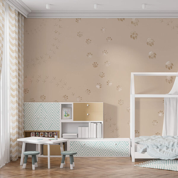 Carta da parati Carta da parati Modello di impronte di zampe e uccelli (COD: t00410)