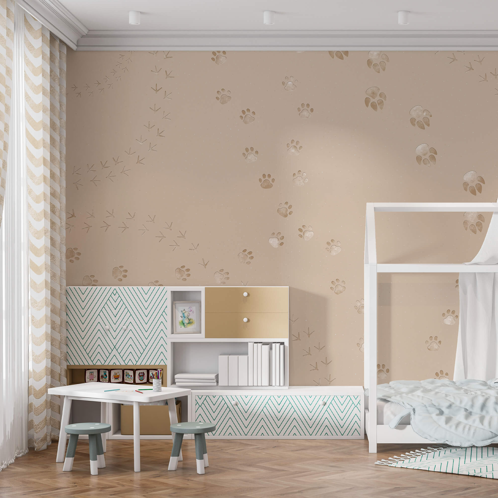 Modello di impronte di zampe e uccelli