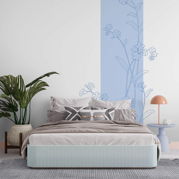 Disegno di fiori blu e bianchi