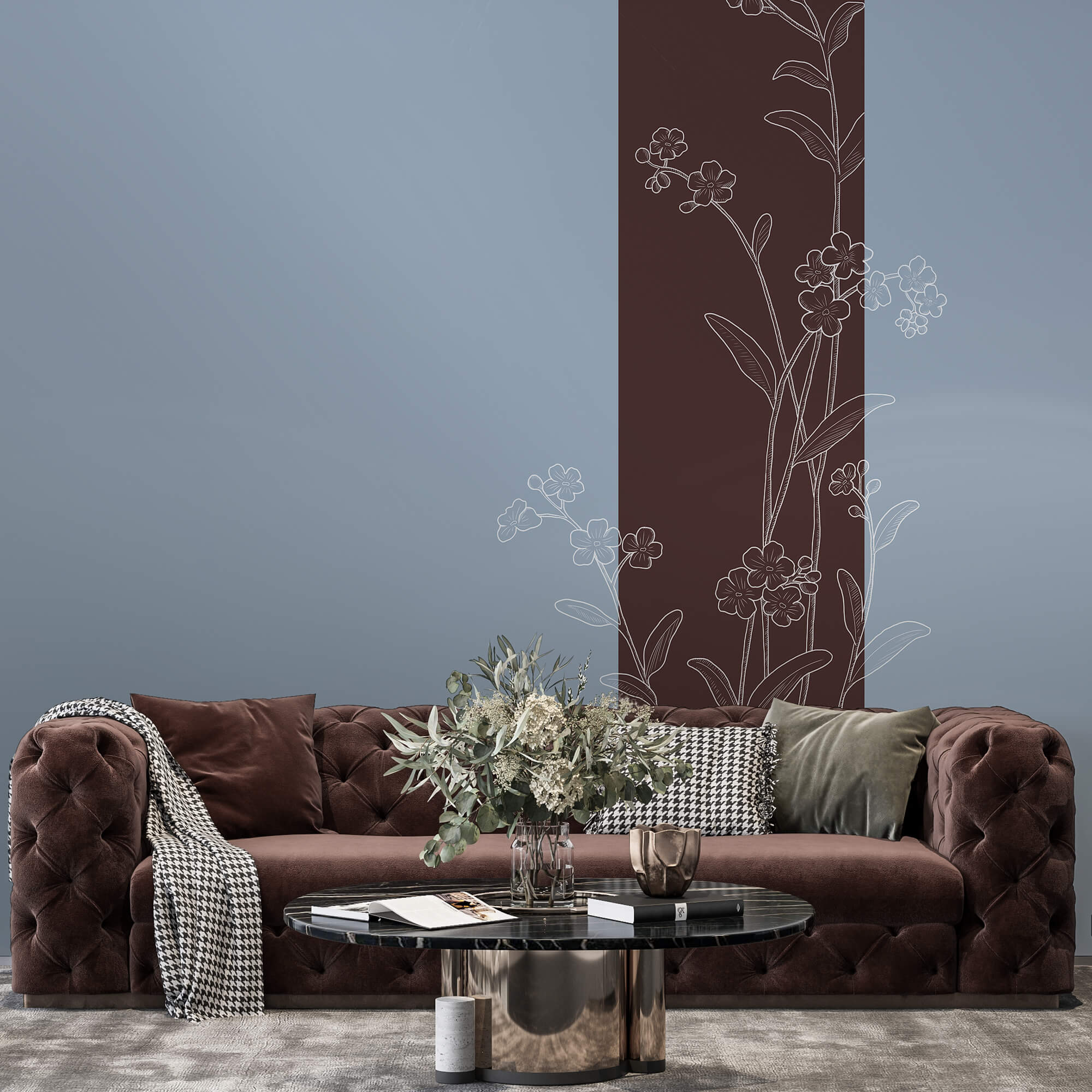 Fiori eleganti su sfondo bicolore