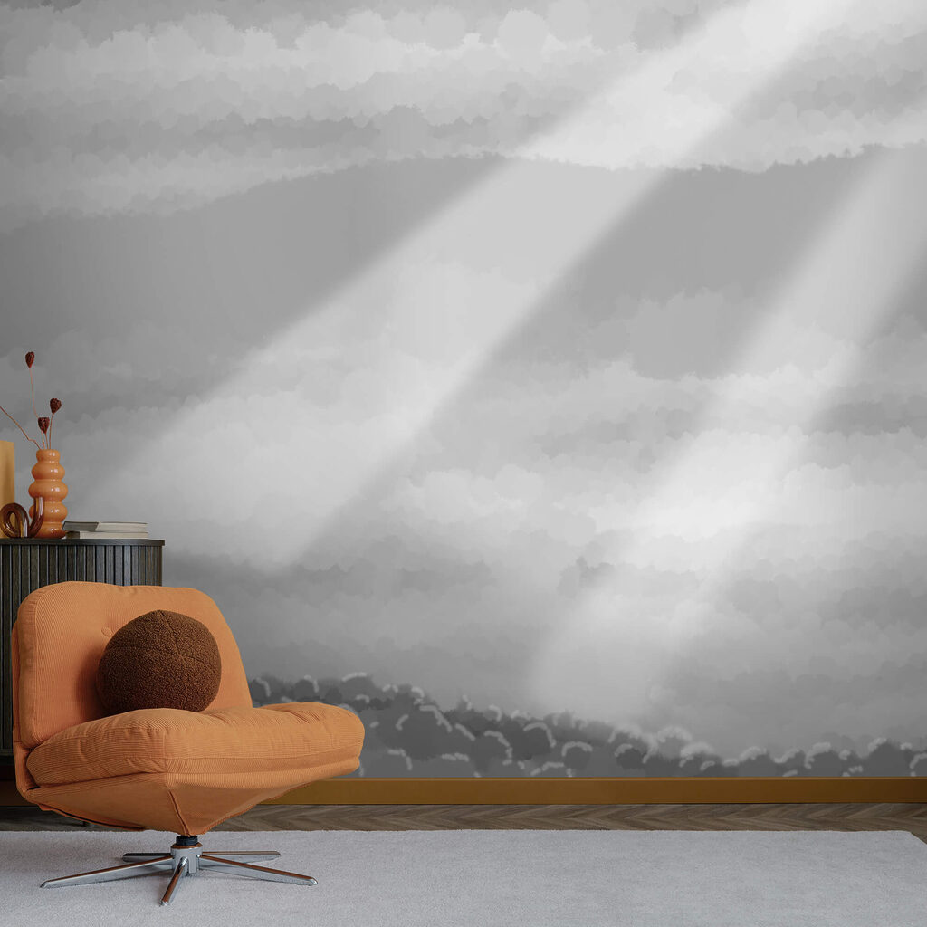 Immagine in scala di grigi di nuvole e raggi di sole Immagine in scala di grigi di nuvole e raggi di sole