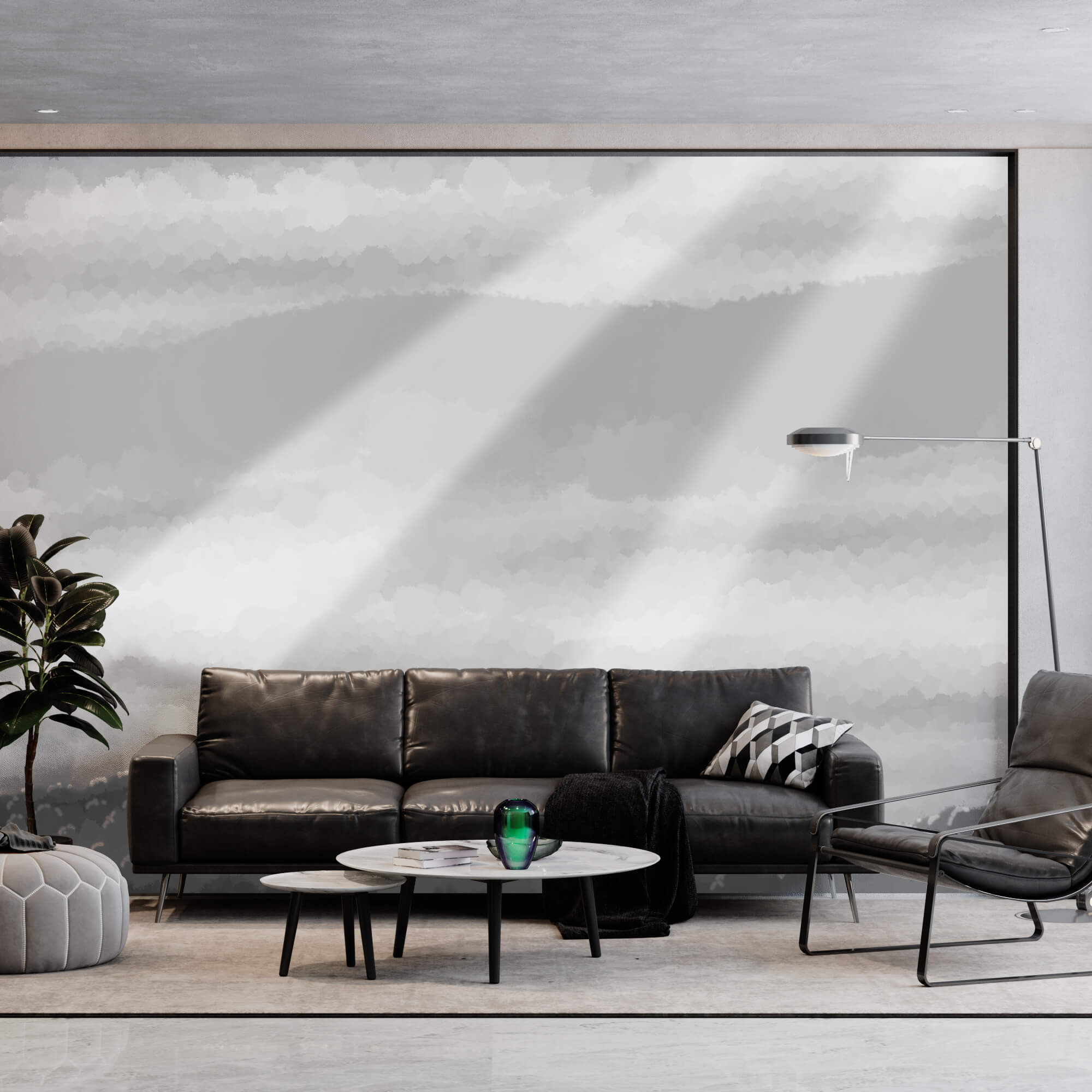 Immagine in scala di grigi di nuvole e raggi di sole Immagine in scala di grigi di nuvole e raggi di sole