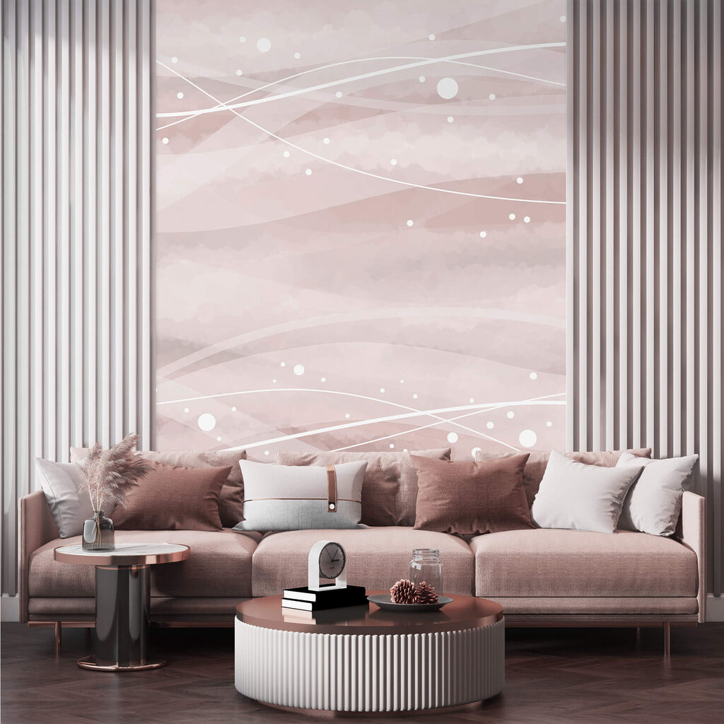 Linee bianche e puntini su sfondo rosa