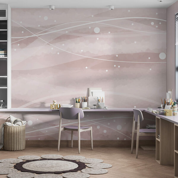 Linee bianche e puntini su sfondo rosa