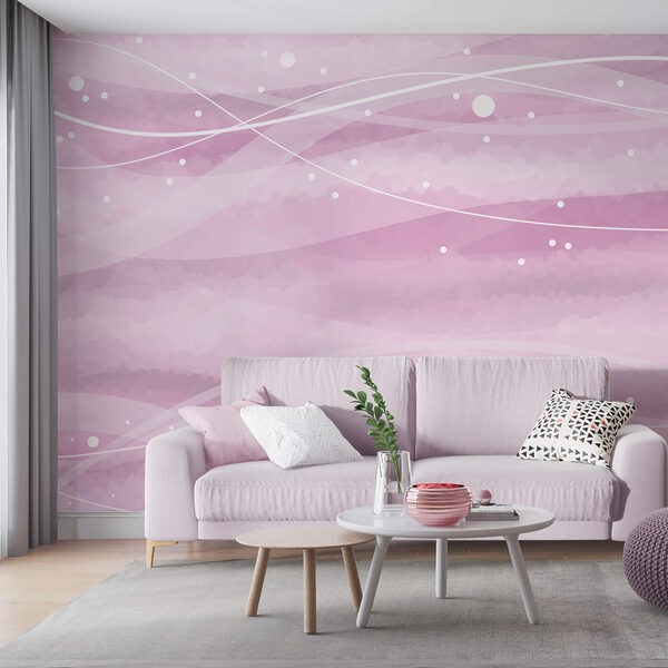 Sfondo rosa con linee e punti bianchi