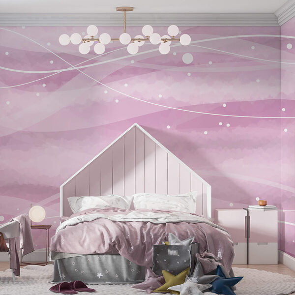 Sfondo rosa con linee e punti bianchi