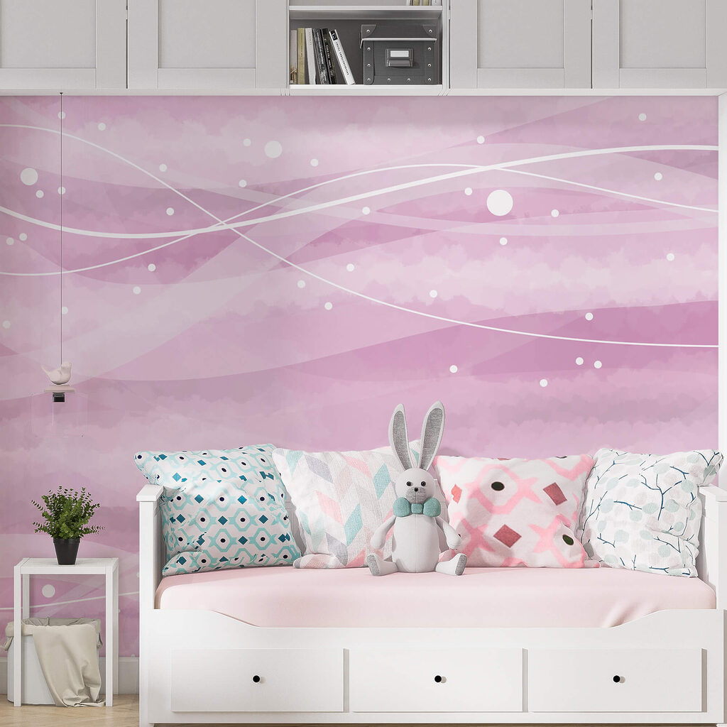 Sfondo rosa con linee e punti bianchi