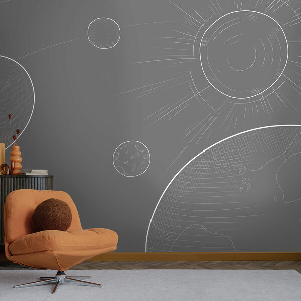 Sfondo grigio con cerchi e sole Sfondo grigio con cerchi e sole