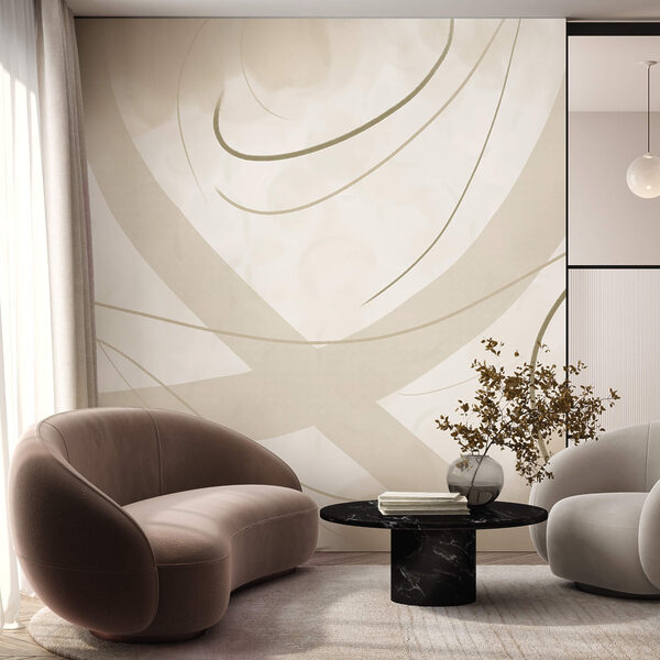 Sfondo bianco e marrone con linee e curve Sfondo bianco e marrone con linee e curve