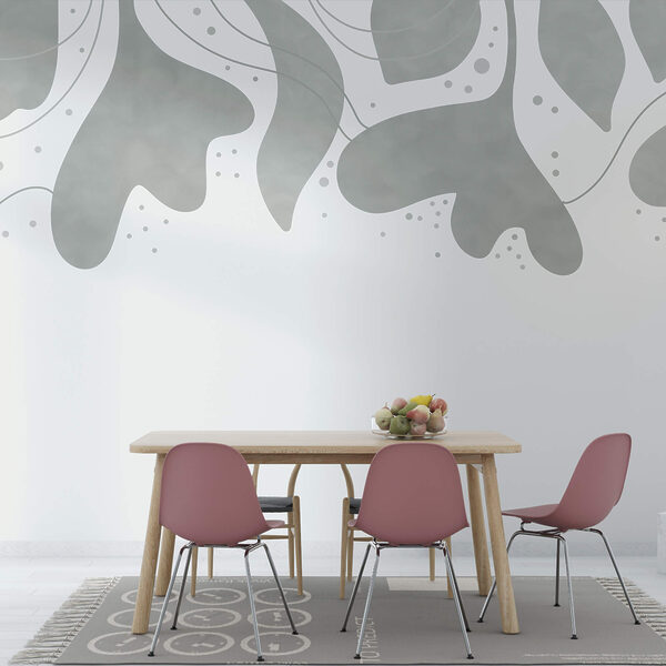 Sfondo grigio e bianco con foglie