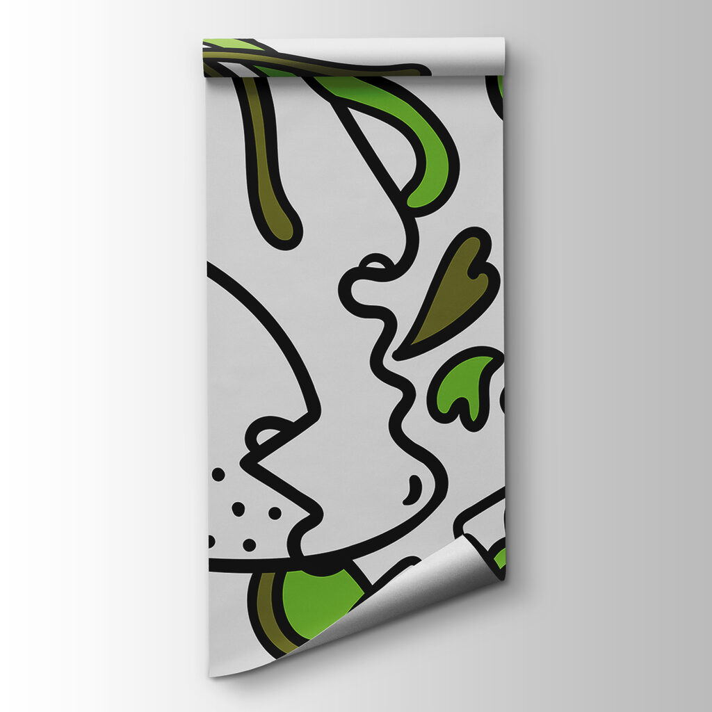 Faces intertwined with vibrant shapes Faces intertwined with vibrant shapes