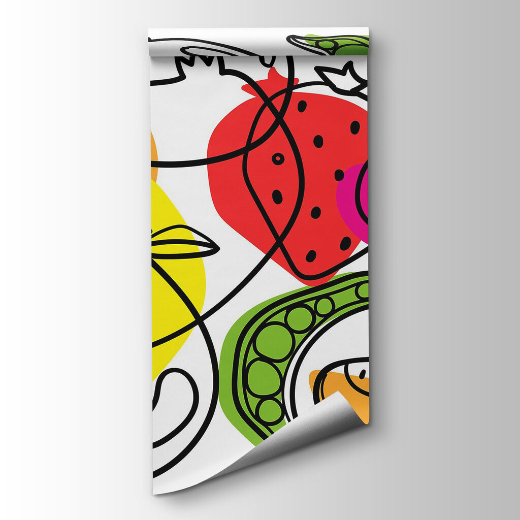 Drawing of different fruits and vegetables Drawing of different fruits and vegetables