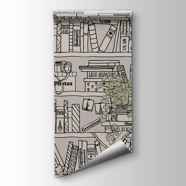 Wallpaper with books on shelves