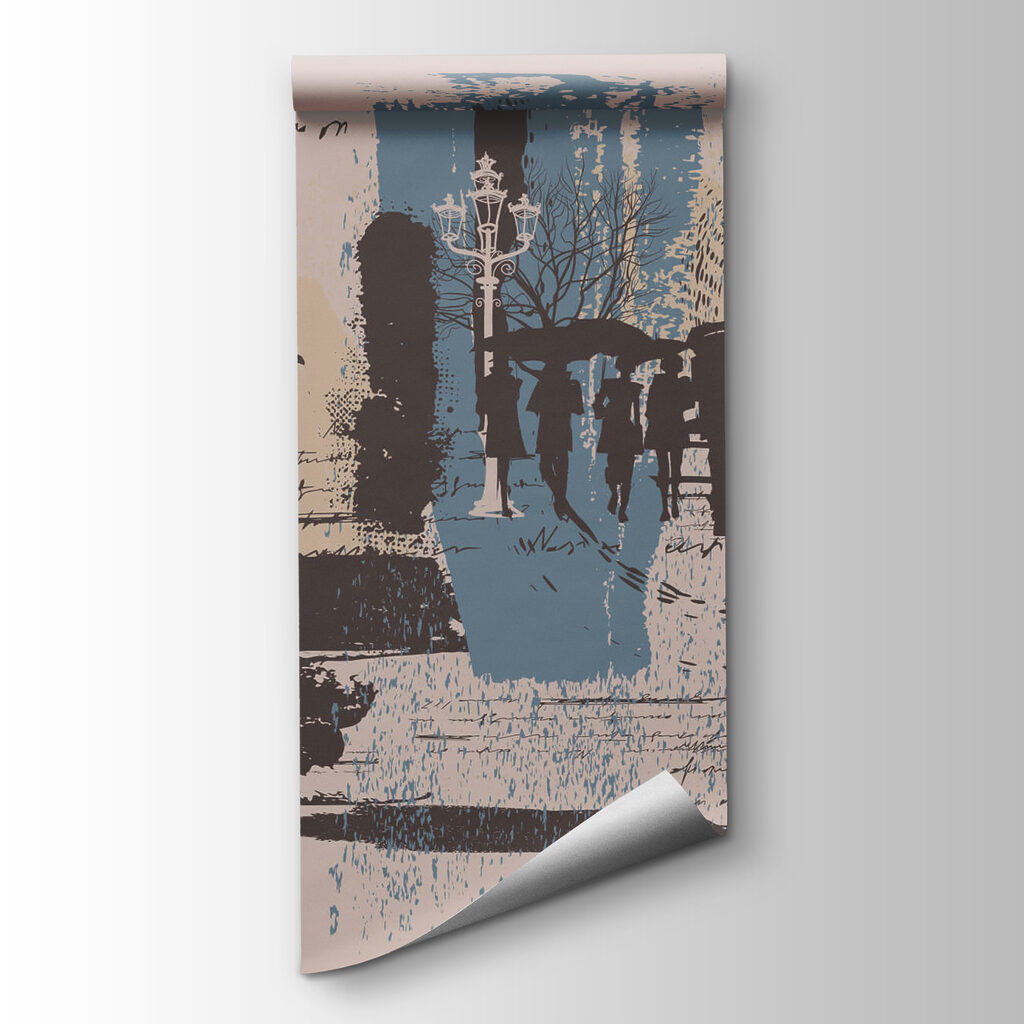 Group of people walking with umbrellas