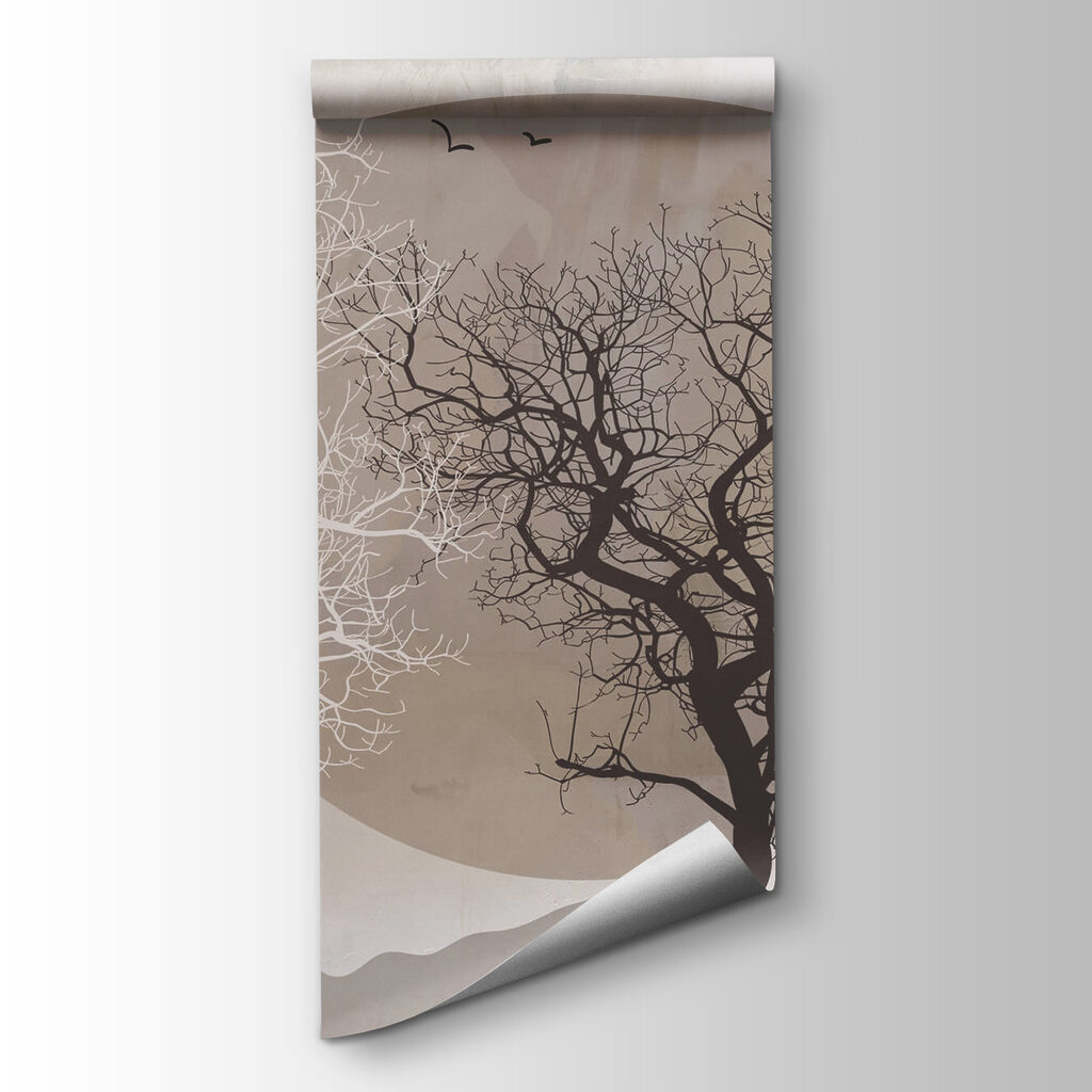 Painting of trees and a sun