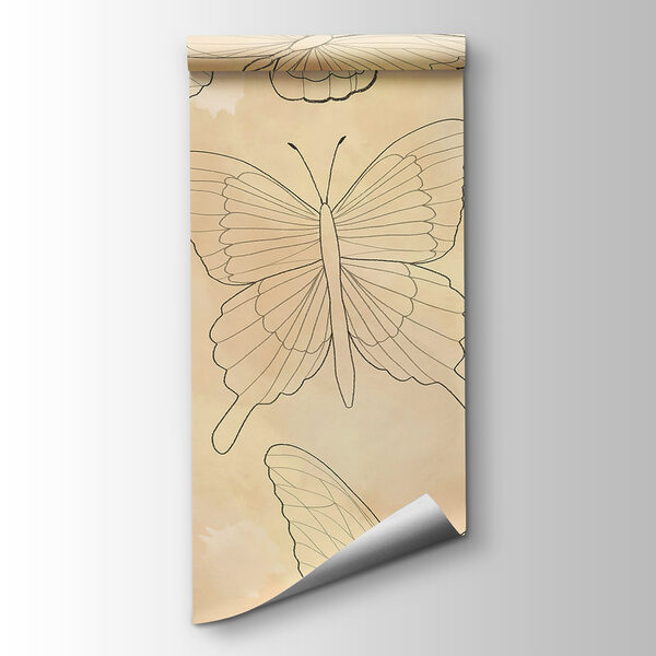 Pattern of butterflies on a beige background