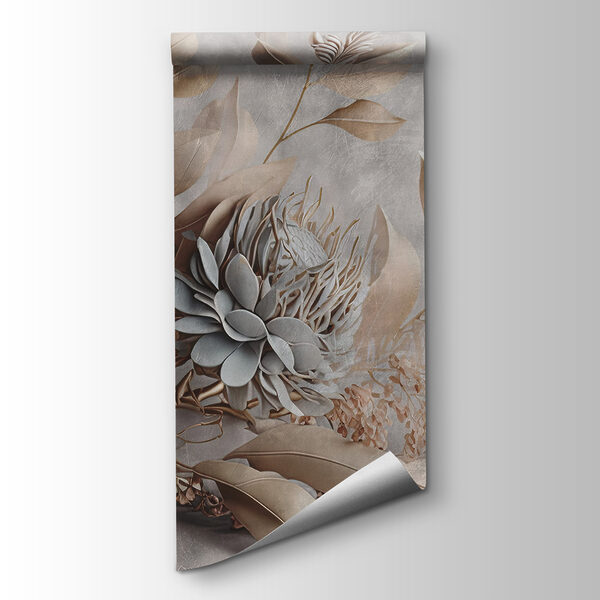 Elegant paper flowers and delicate leaves