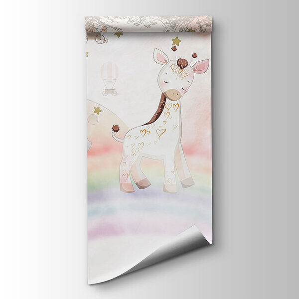 Cartoon animals on a rainbow