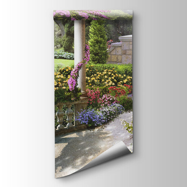 Garden with a gate and flowers