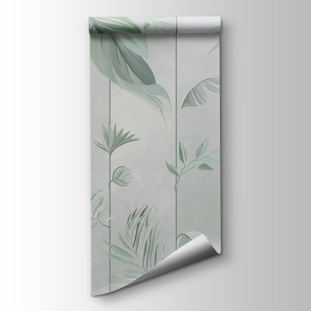 A wallpaper with leaves and flowers A wallpaper with leaves and flowers