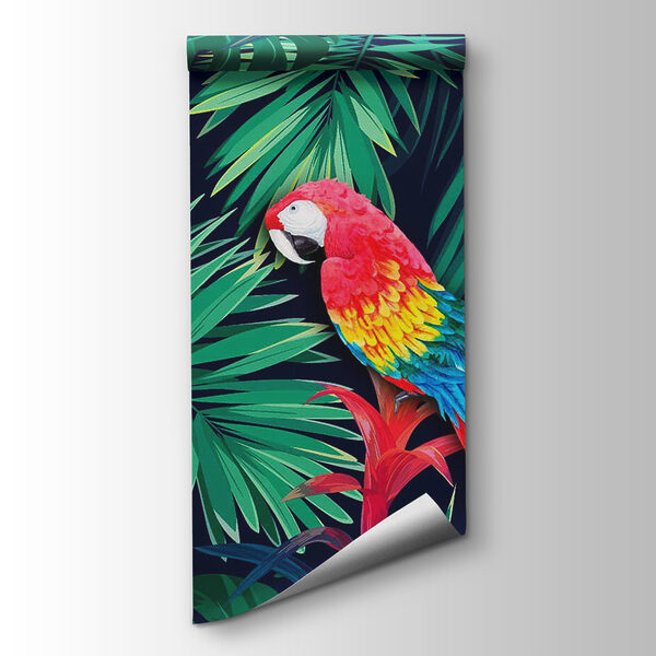 Colorful parrots and leaves Colorful parrots and leaves