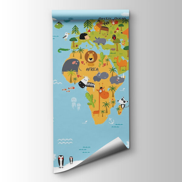 Map of the world with animals Map of the world with animals