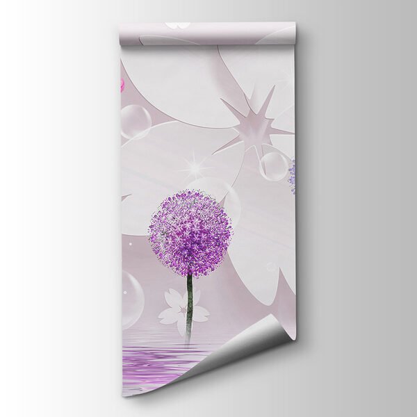 Purple and white flowers with butterflies Purple and white flowers with butterflies