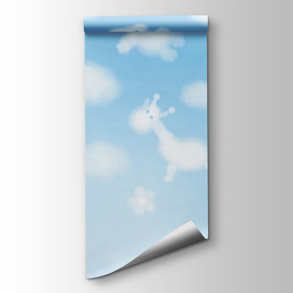 Blue sky with clouds and animals