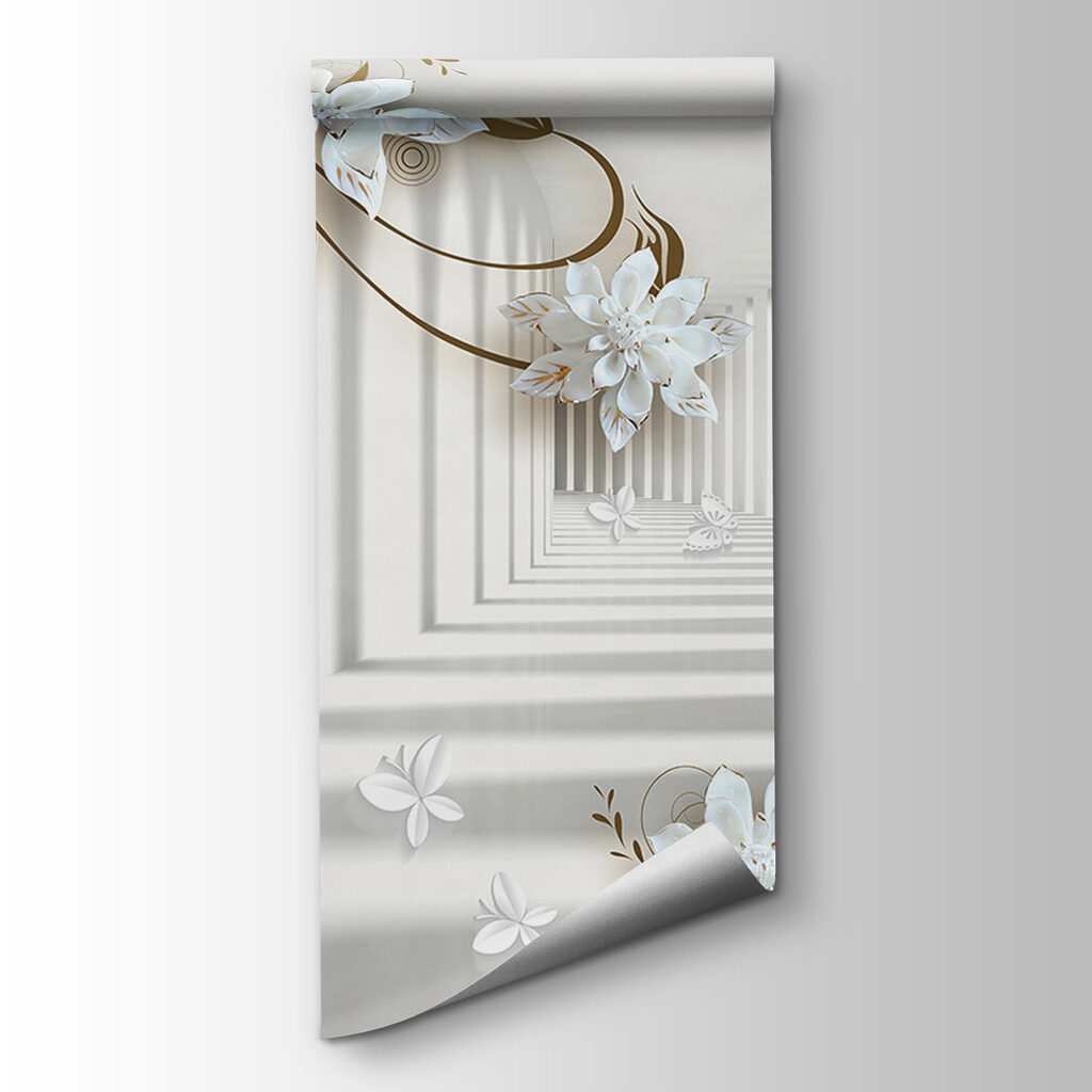 White flower design on a white background White flower design on a white background